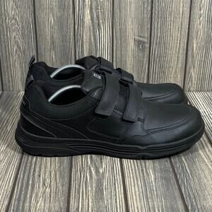 Rockport Men Walking Stability Sneakers Shoes‎ Black Leather Hook & Loop Sz 12W